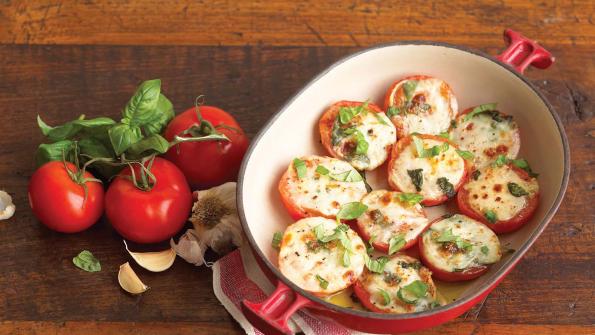 Roasted Tomatoes With Fresh Basil And Mozzarella Delicious Living